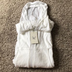 White Terry Cloth Long Sleeve Coverup